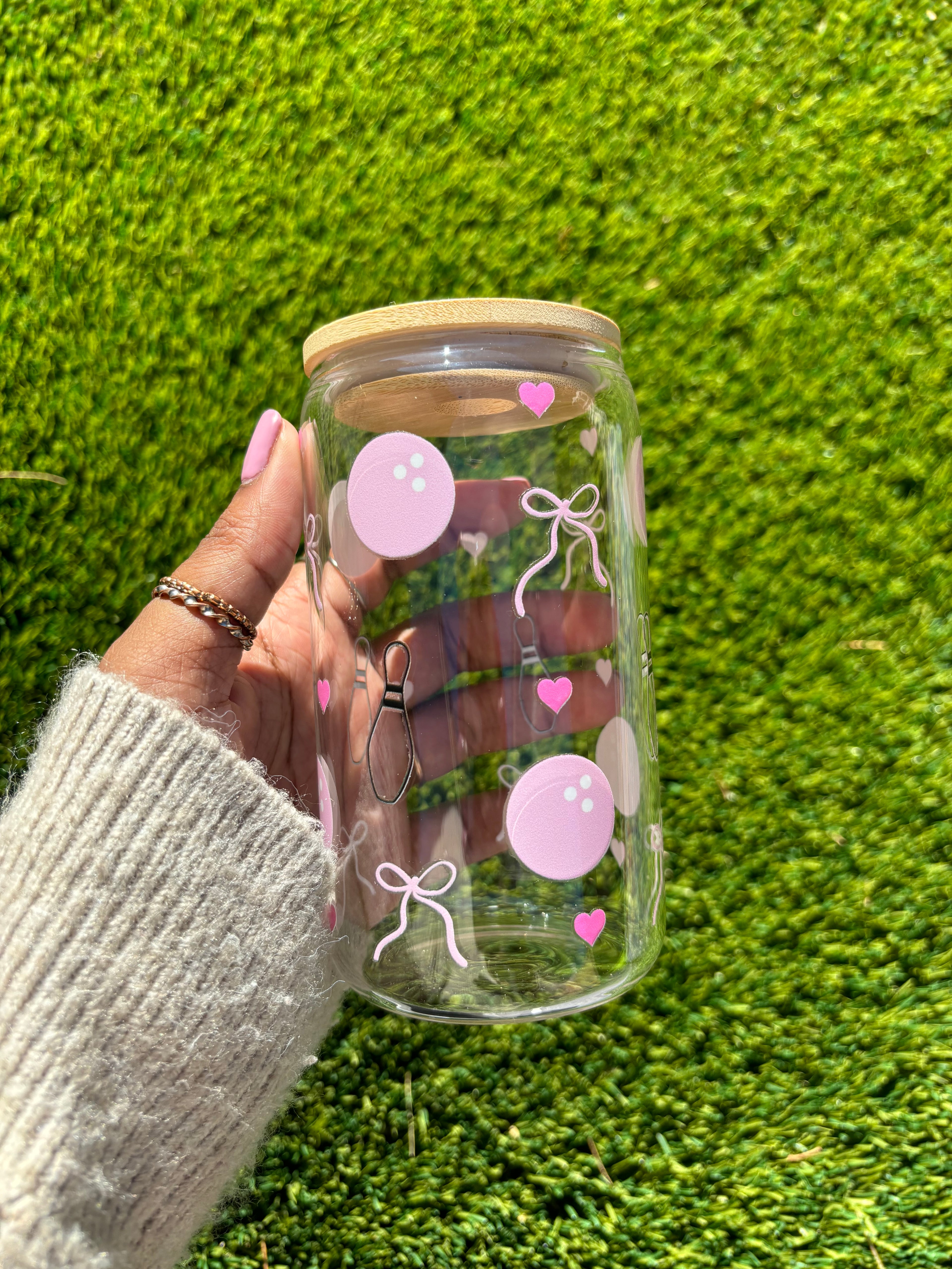 Pink Bows Glass Tumbler