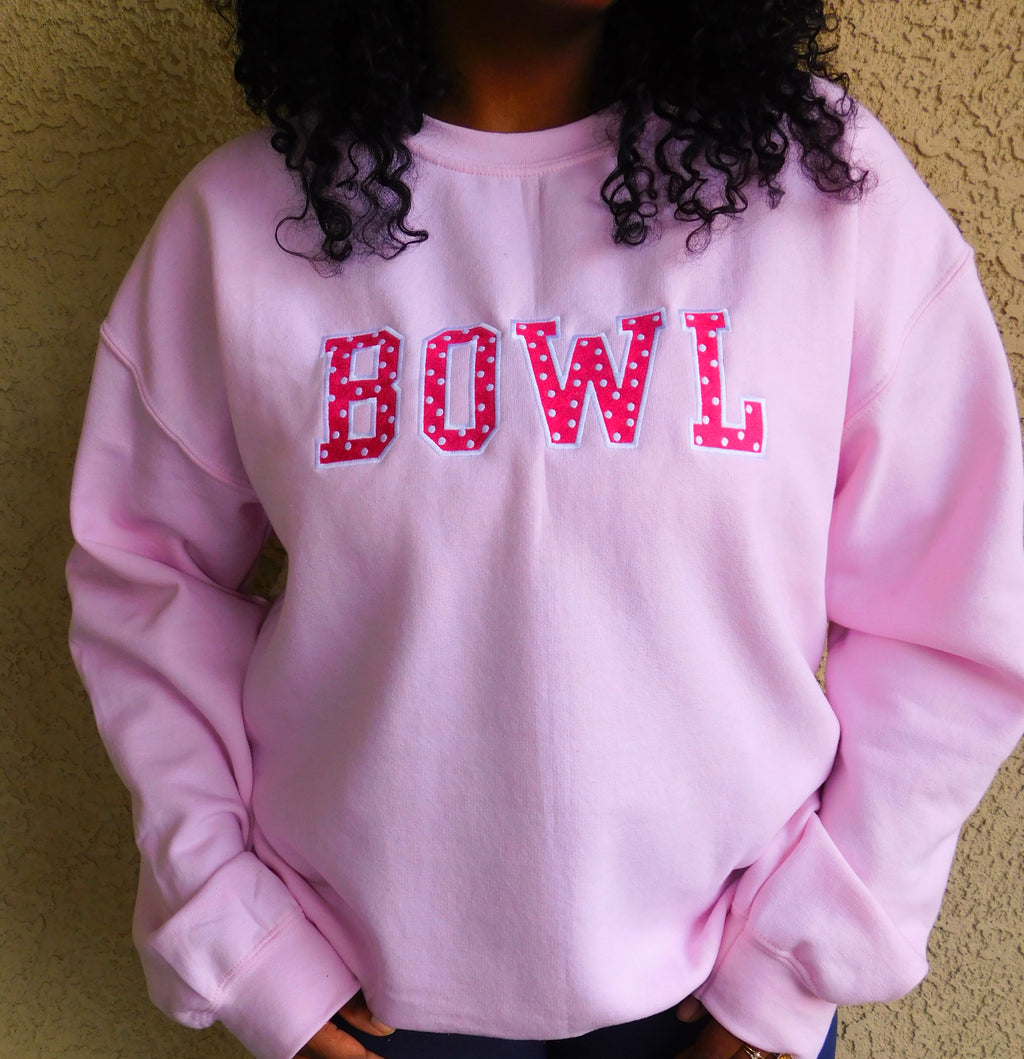 Embroidered Pink Polka Dot Sweatshirt