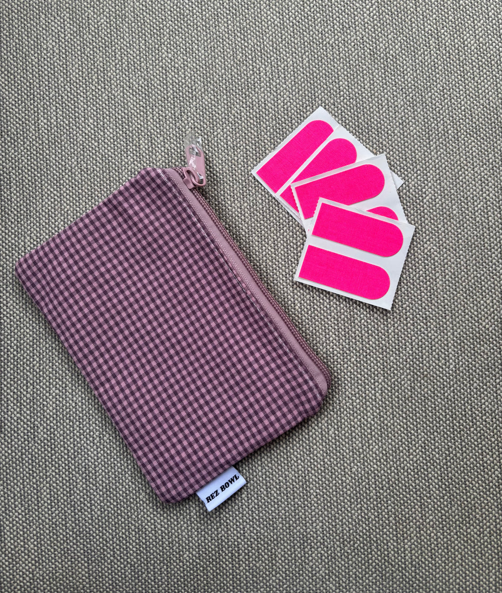 Brown & Pink Gingham Tape Pouch