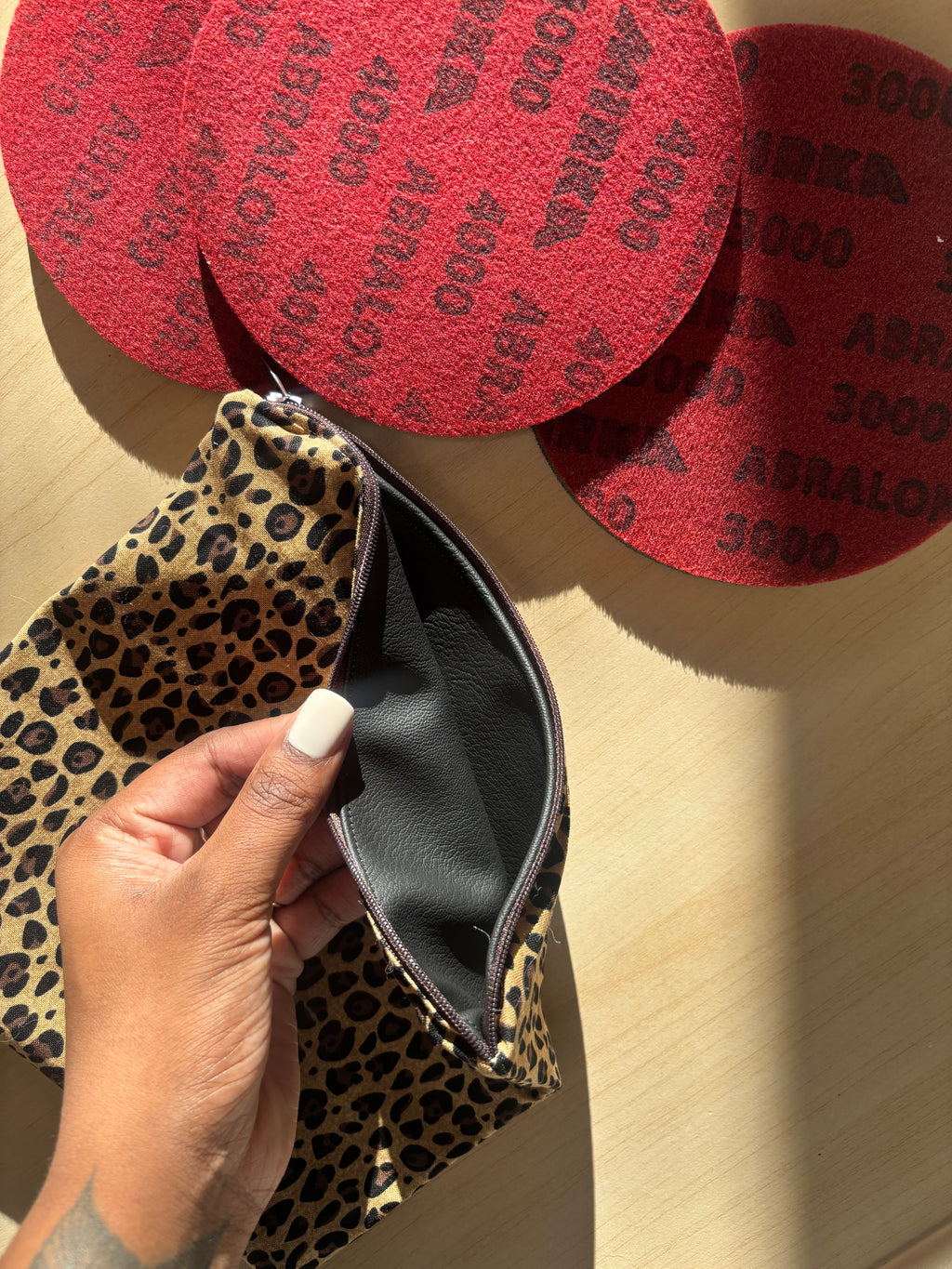 Leopard Print Abralon Pad Bag