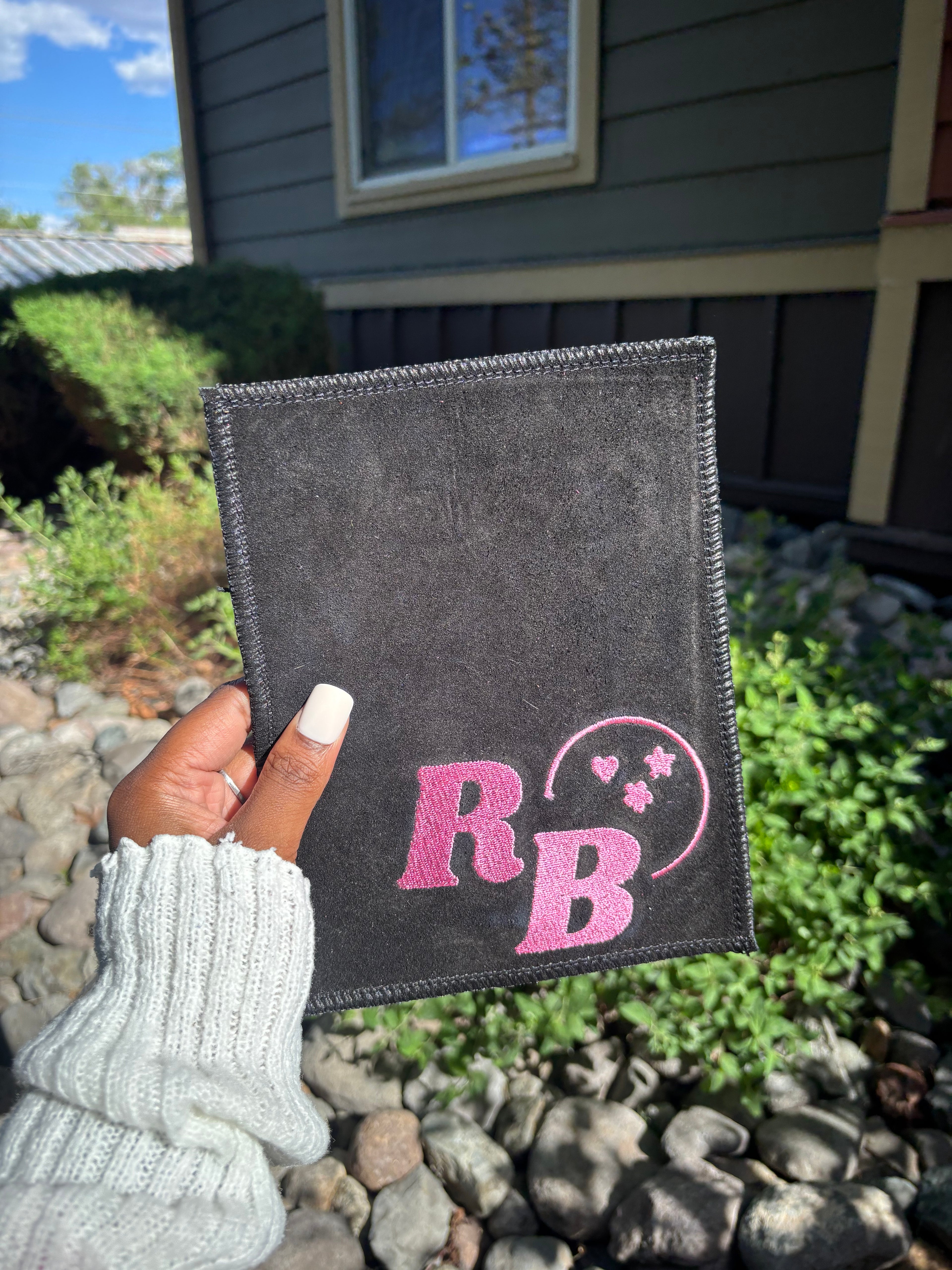 All Black & Pink Leather Shammy