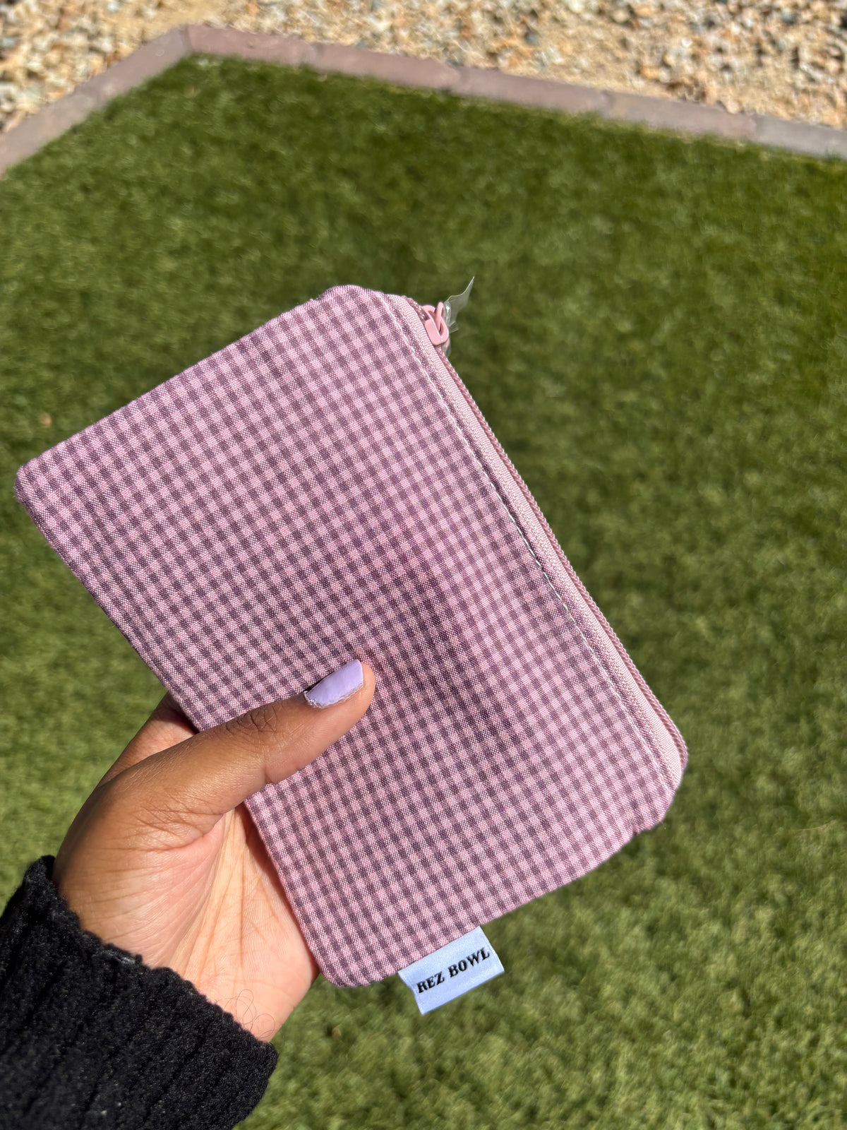 Brown & Pink Gingham Tape Pouch