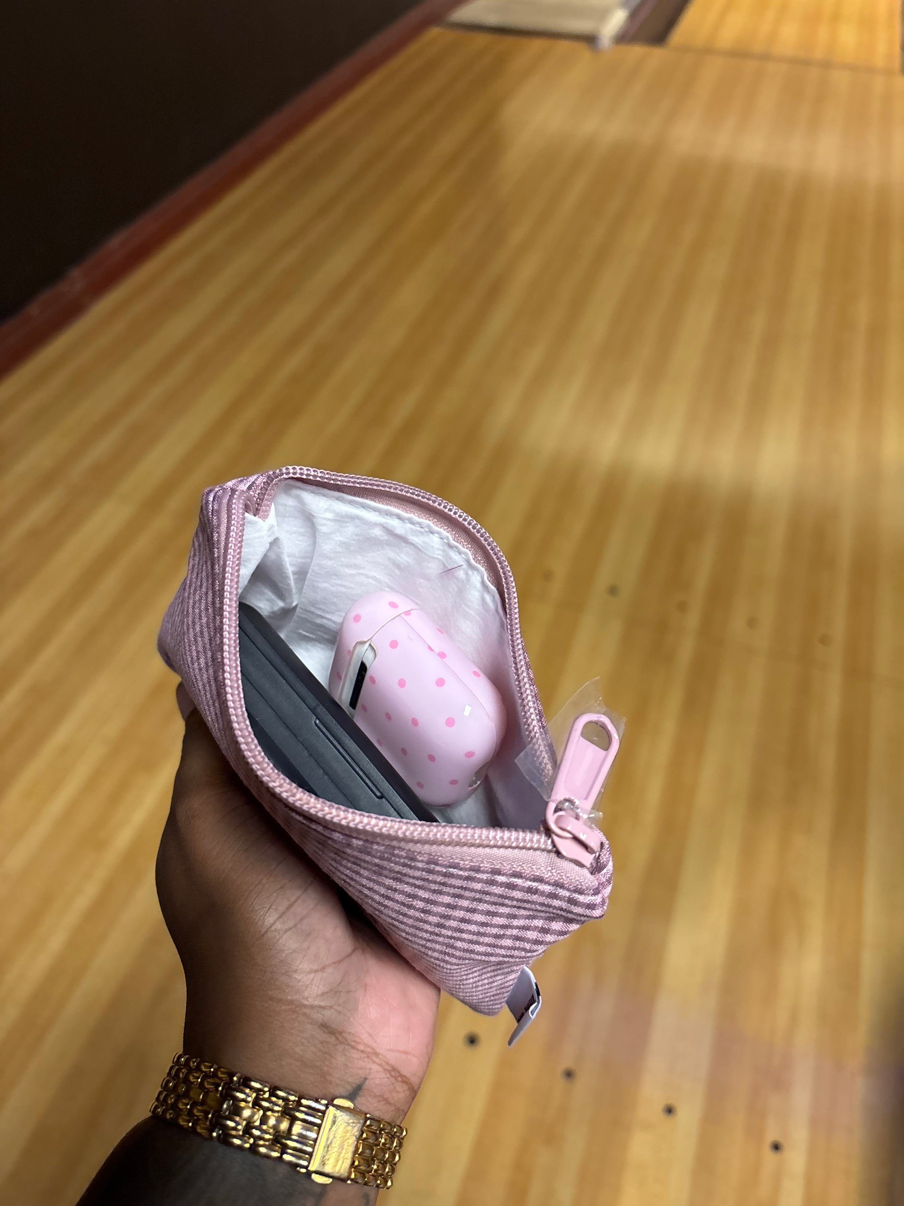 Brown & Pink Gingham Tape Pouch