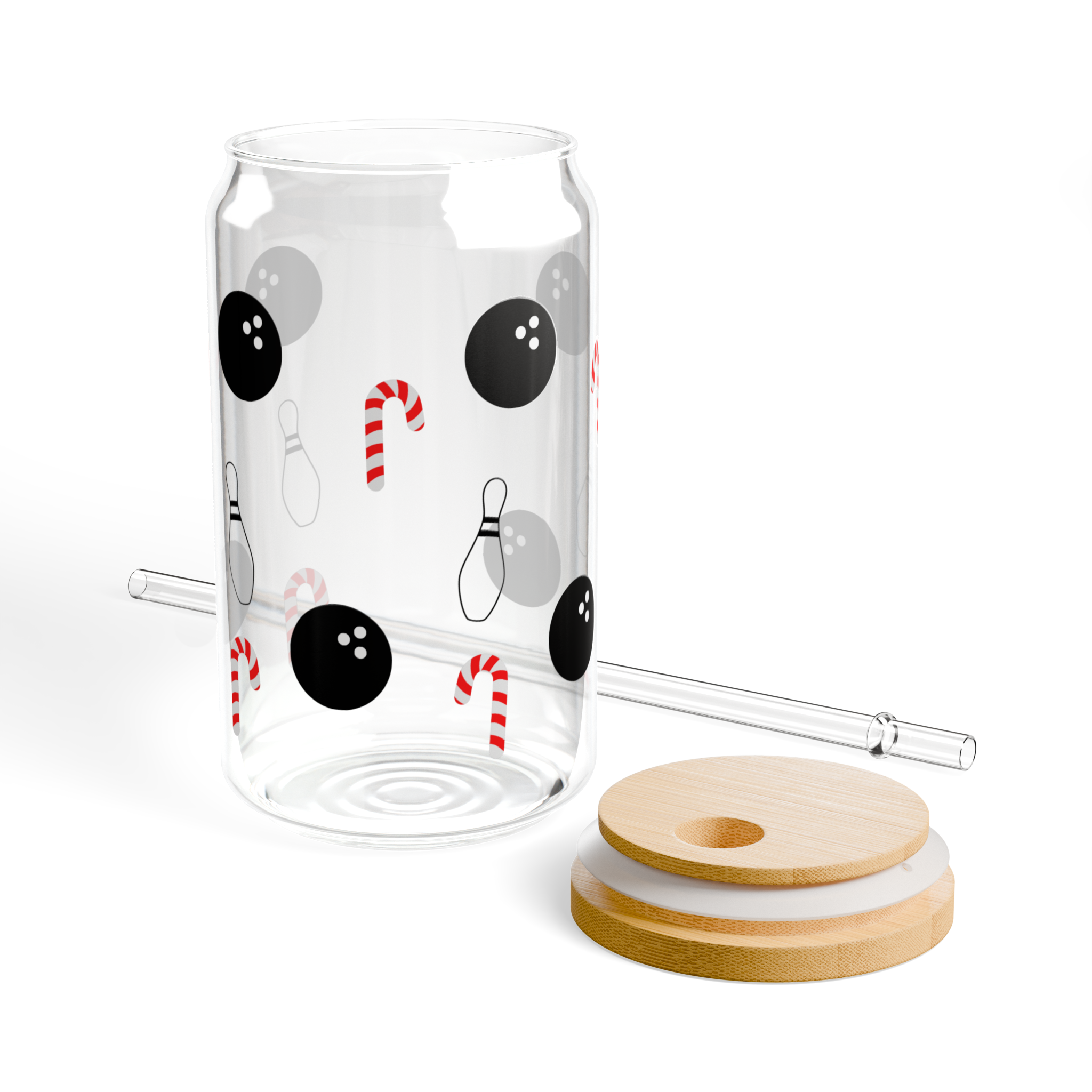 Candycane Wrap Glass Tumbler