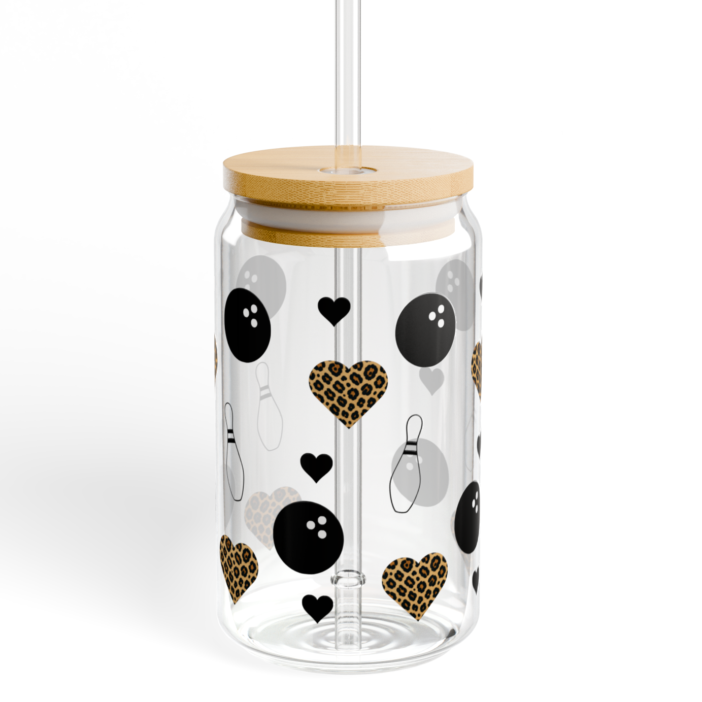 Leopard Heart Glass Tumbler