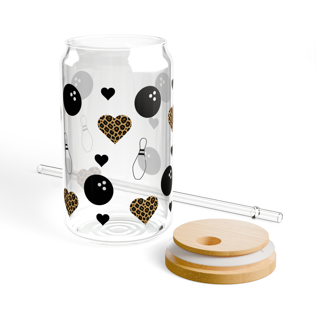 Leopard Heart Glass Tumbler