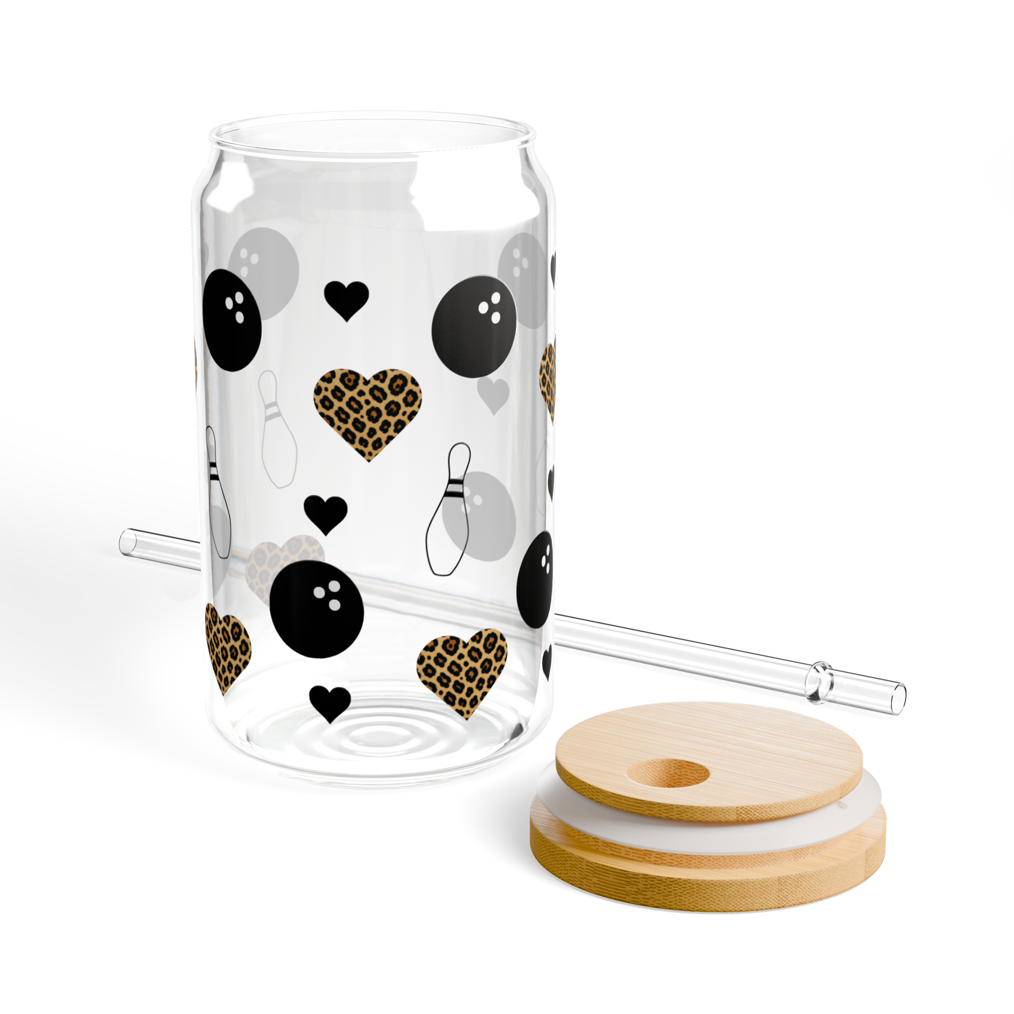 Leopard Heart Glass Tumbler