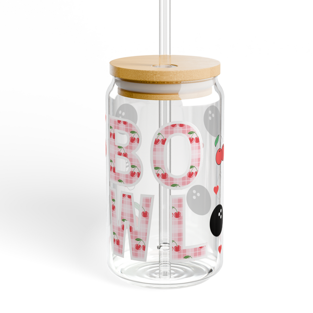 Cherry Gingham Glass Tumbler