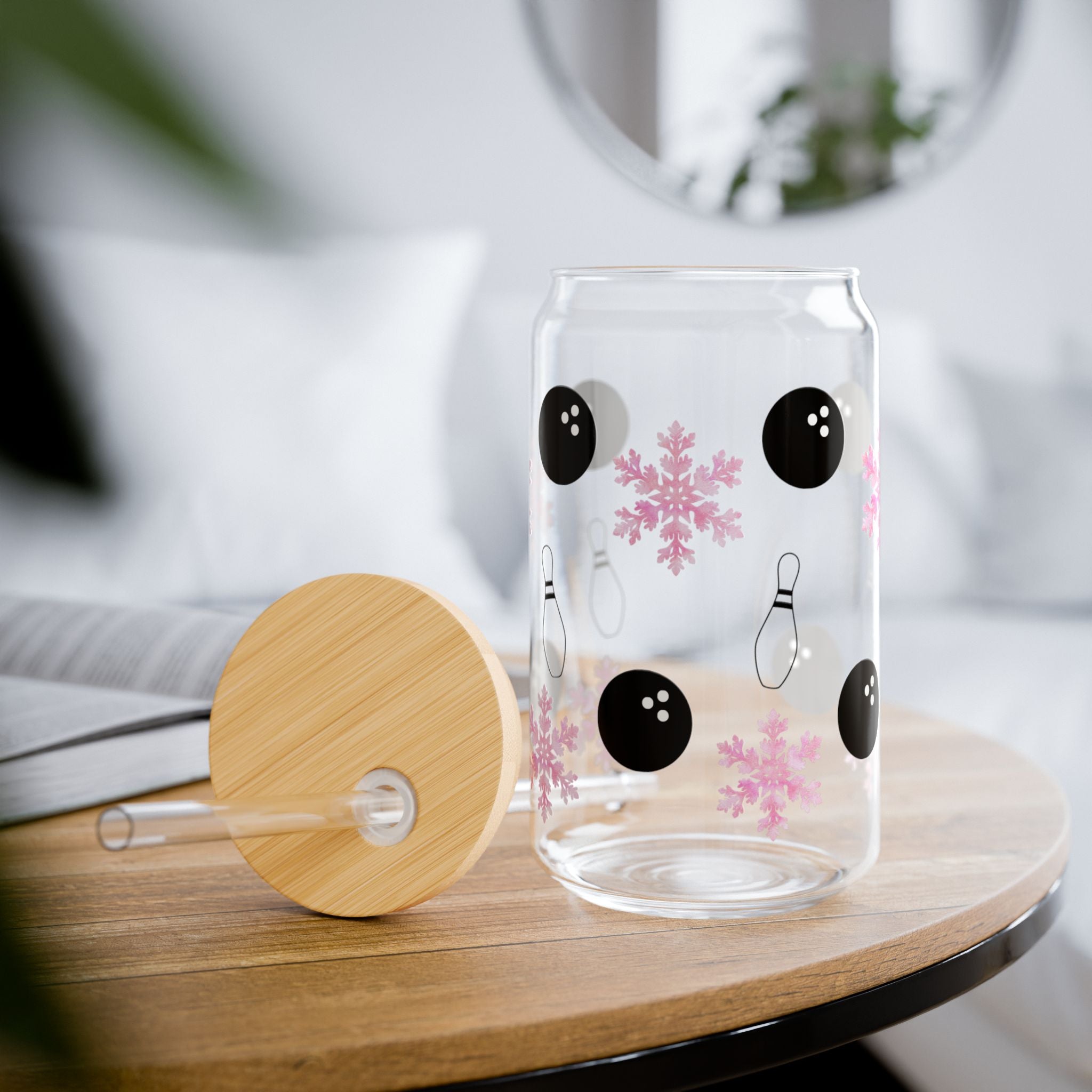 Pink Snowflake Glass Tumbler