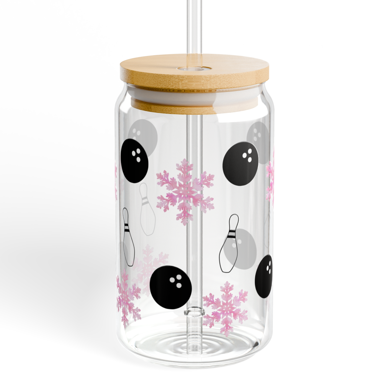Pink Snowflake Glass Tumbler
