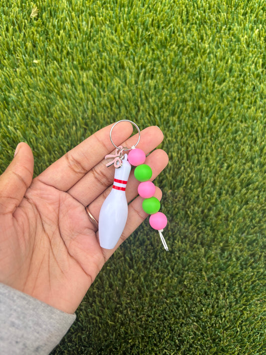 Pink and Green Bow Keychain