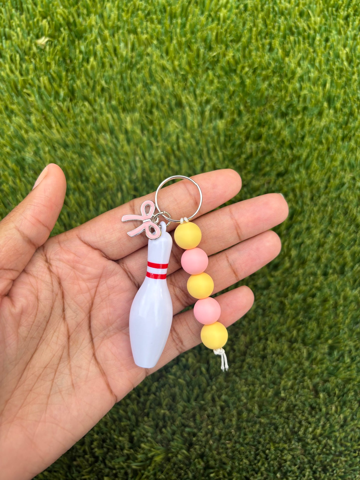 Pink and Yellow Bow Keychain