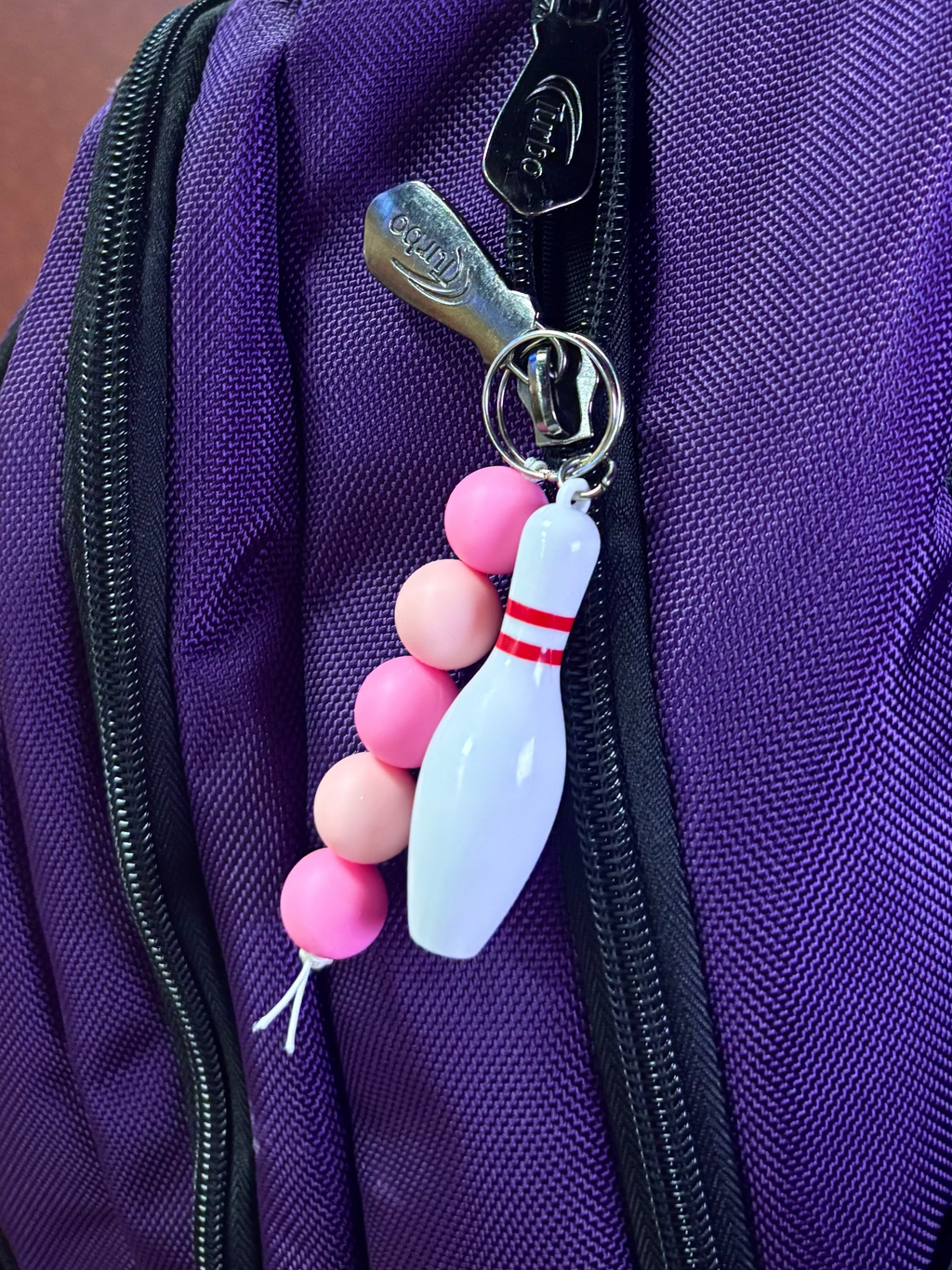Double Pink Beaded Keychain