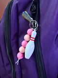 Double Pink Beaded Keychain