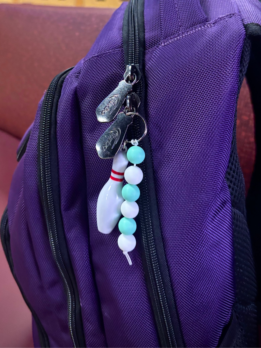 Mint and White Keychain