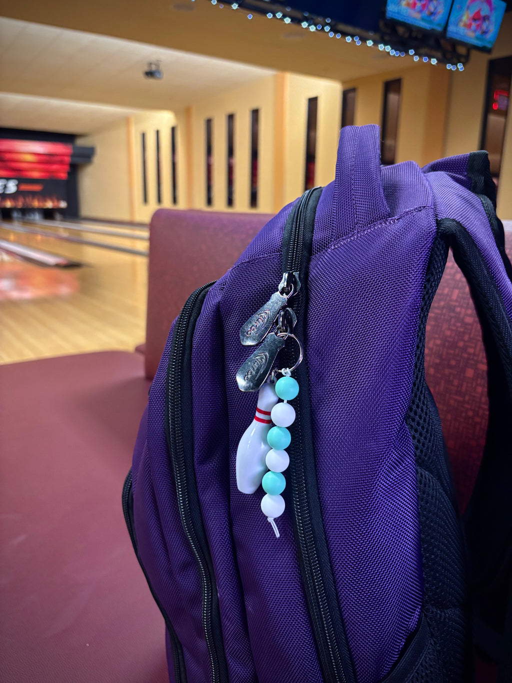 Mint and White Keychain