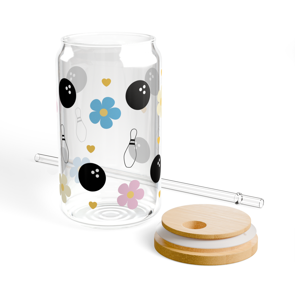 Rainbow Flowers Glass Tumbler