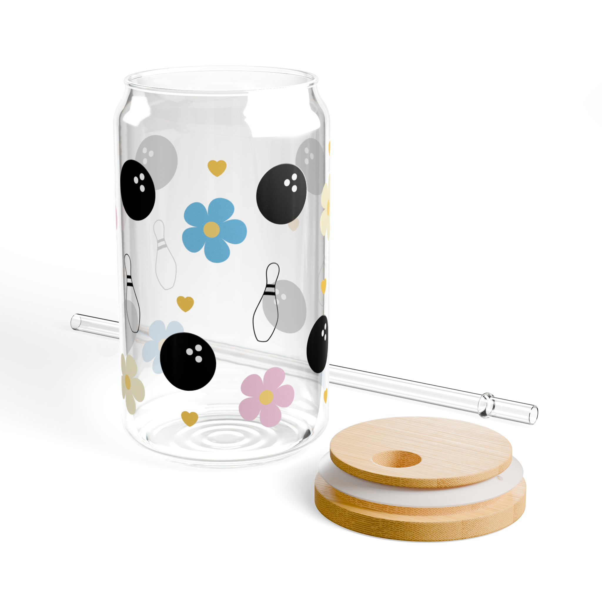 Rainbow Flowers Glass Tumbler