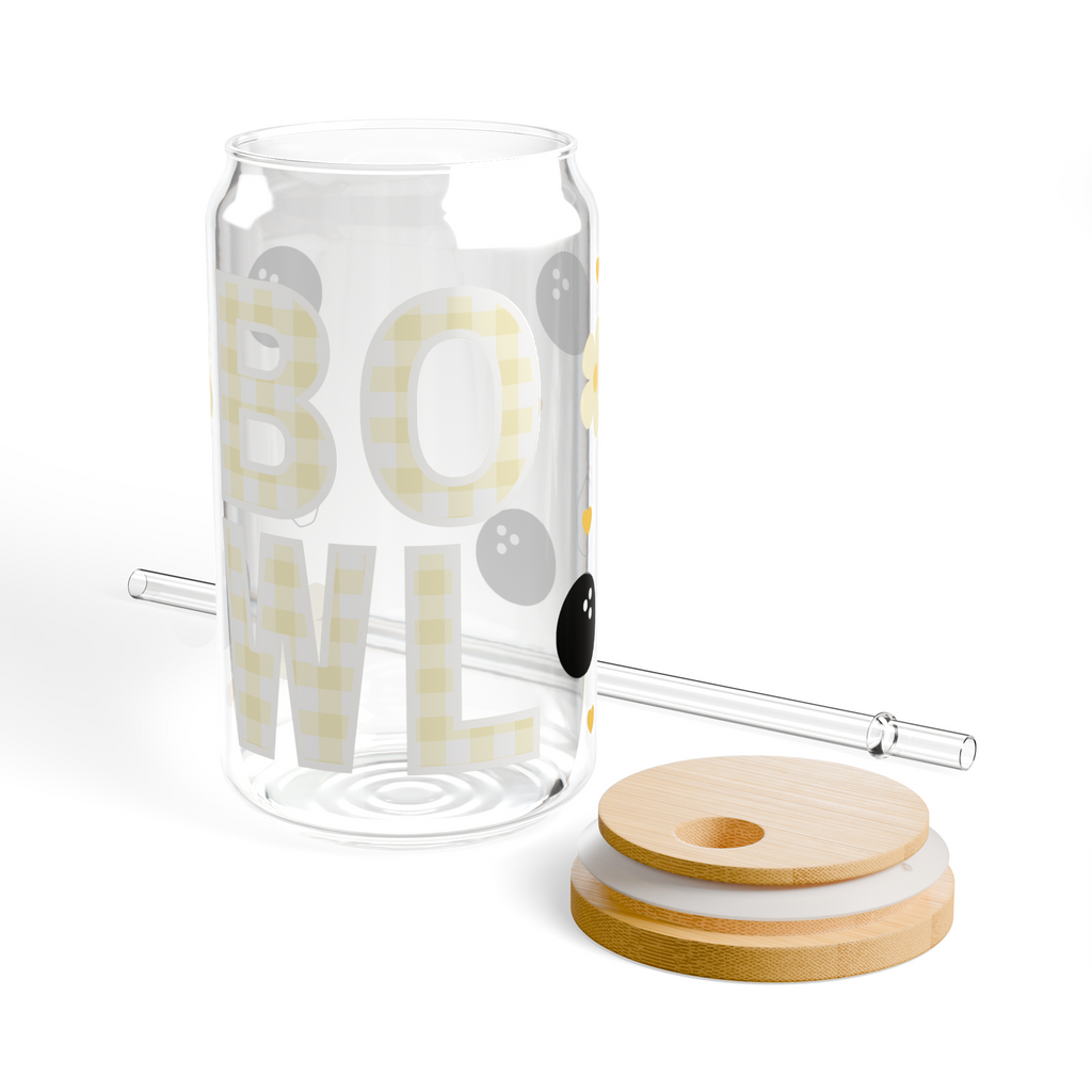 Yellow Gingham Glass Tumbler