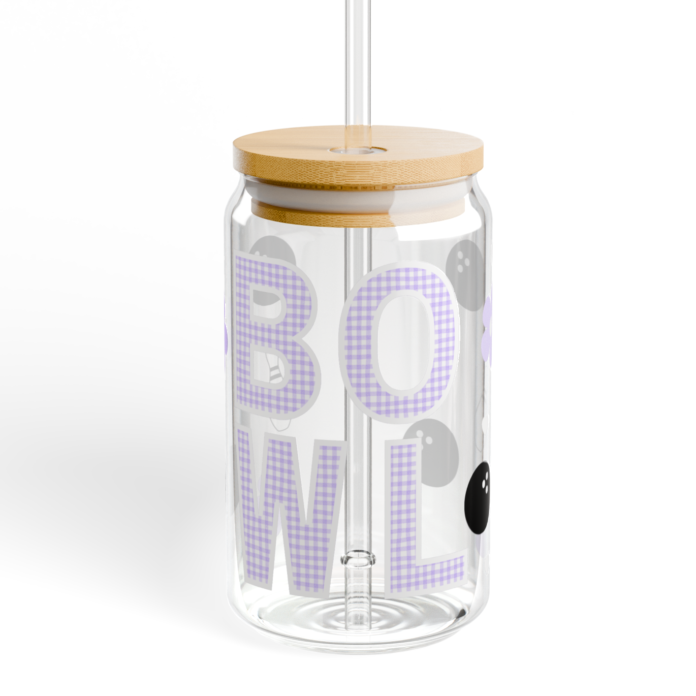 Purple Gingham Glass Tumbler