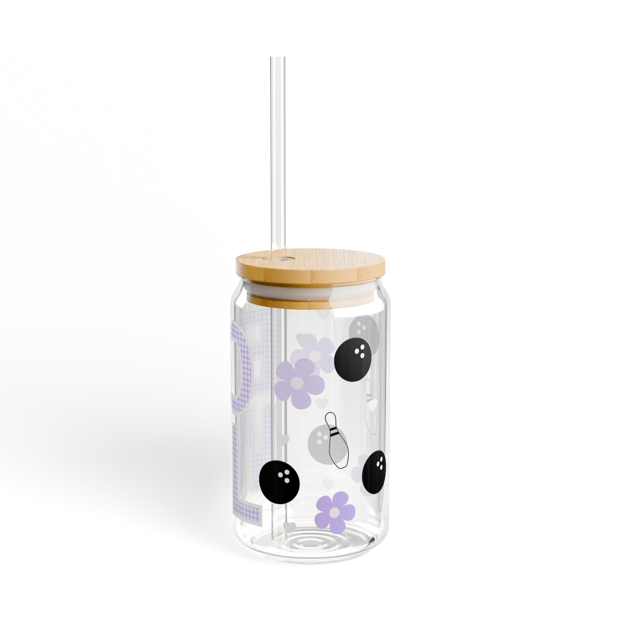 Purple Gingham Glass Tumbler