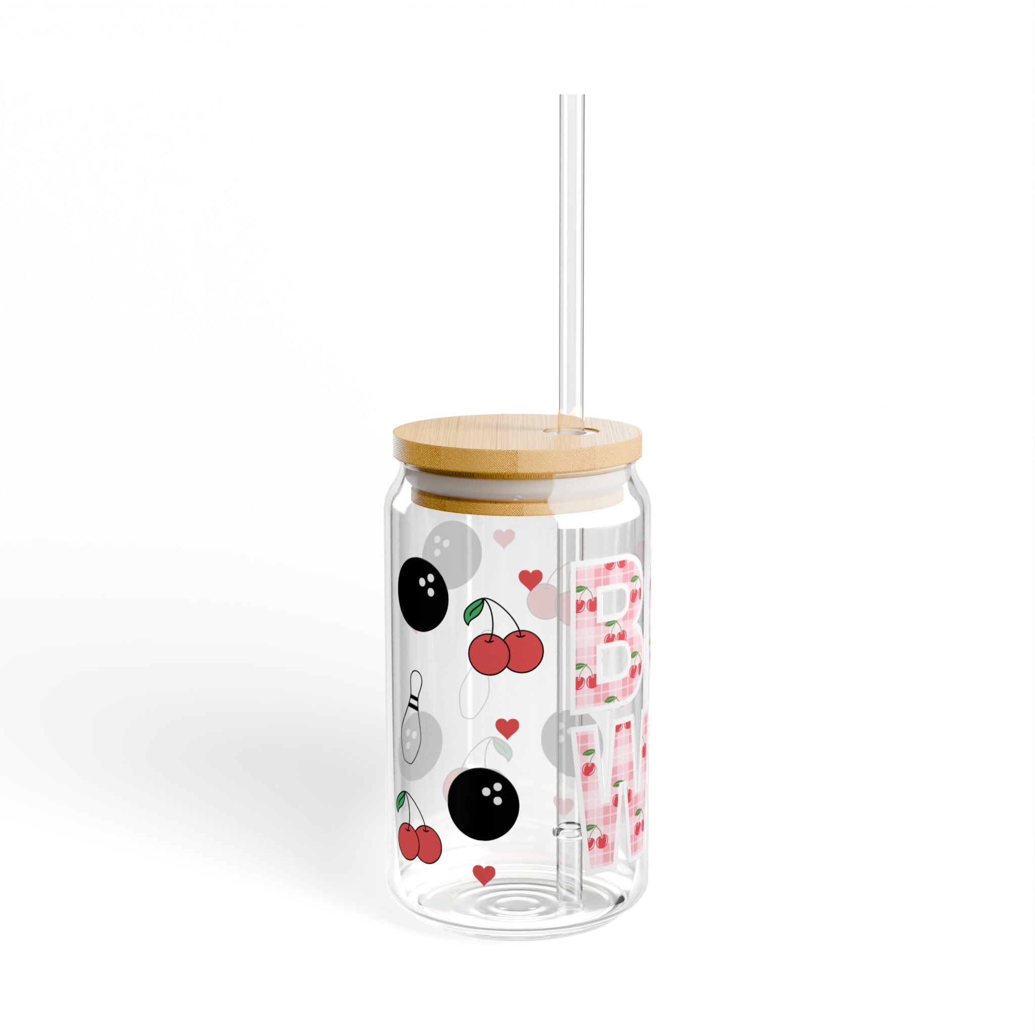 Cherry Gingham Glass Tumbler