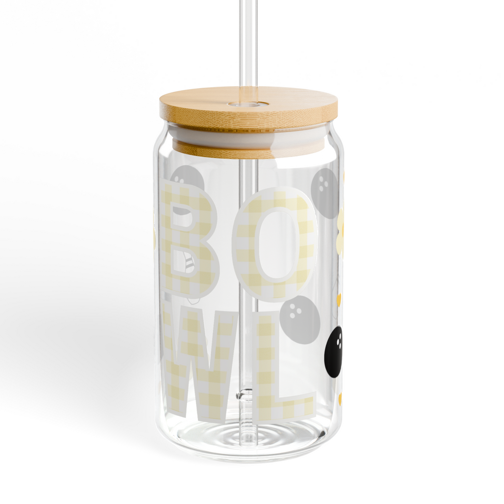 Yellow Gingham Glass Tumbler